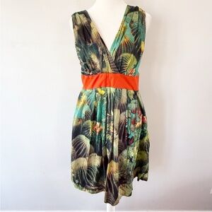 Anthropologie Eva Franco Oroya Cactus Succulent Novelty Dress Sz 10 Rockabilly